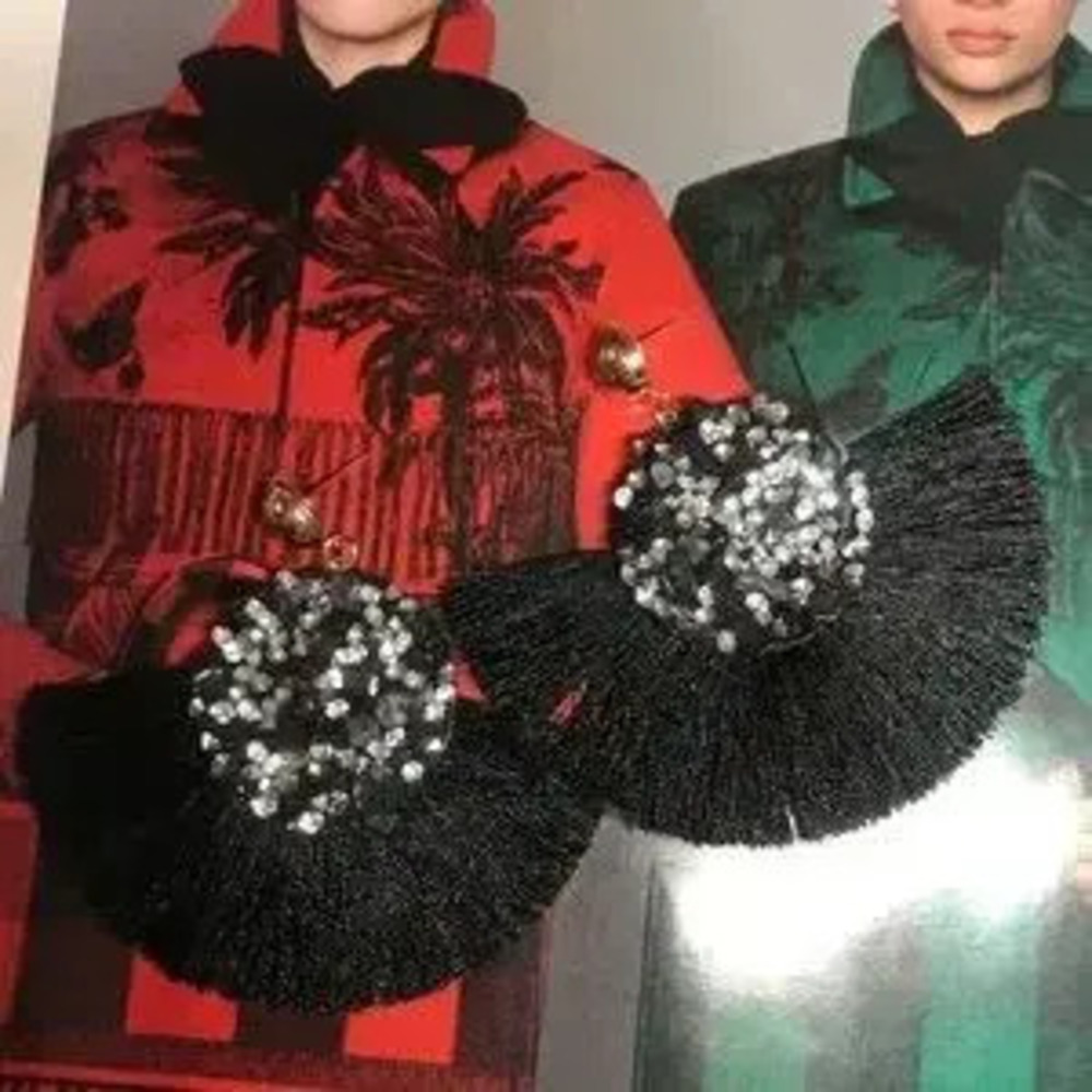 Black Rhinestone Earrings - Picture 2 of 4